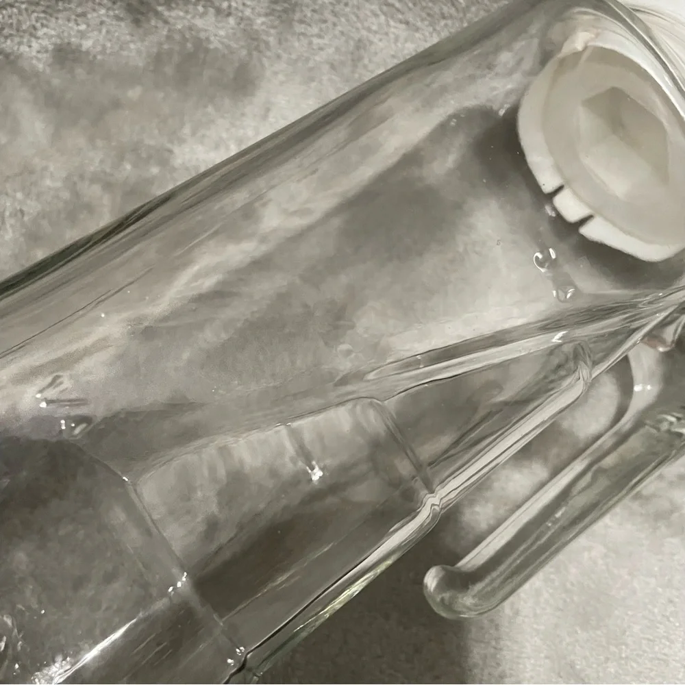Vintage Frigorello Thick Glass Pitcher w/ White Lid Square Kitchen Décor